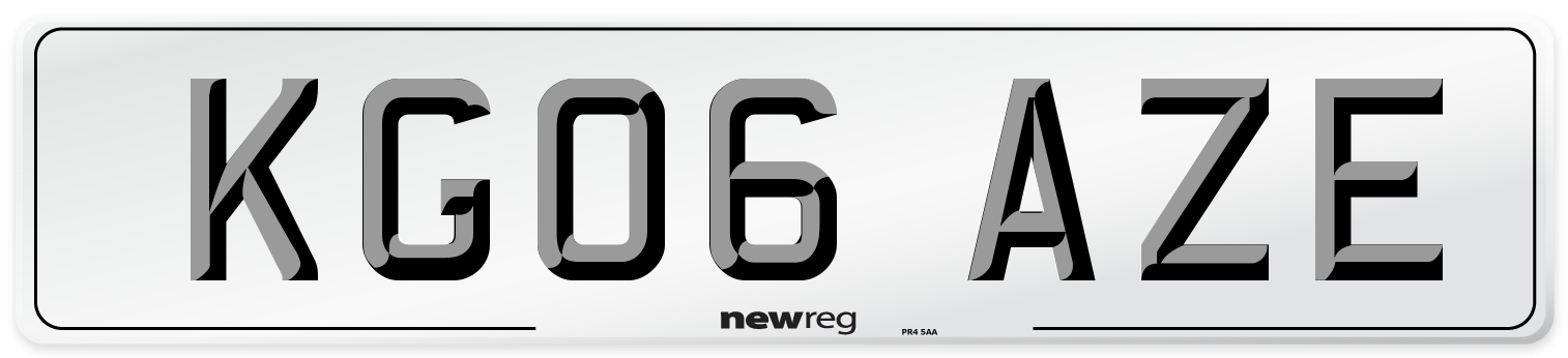 KG06 AZE Number Plate from New Reg
